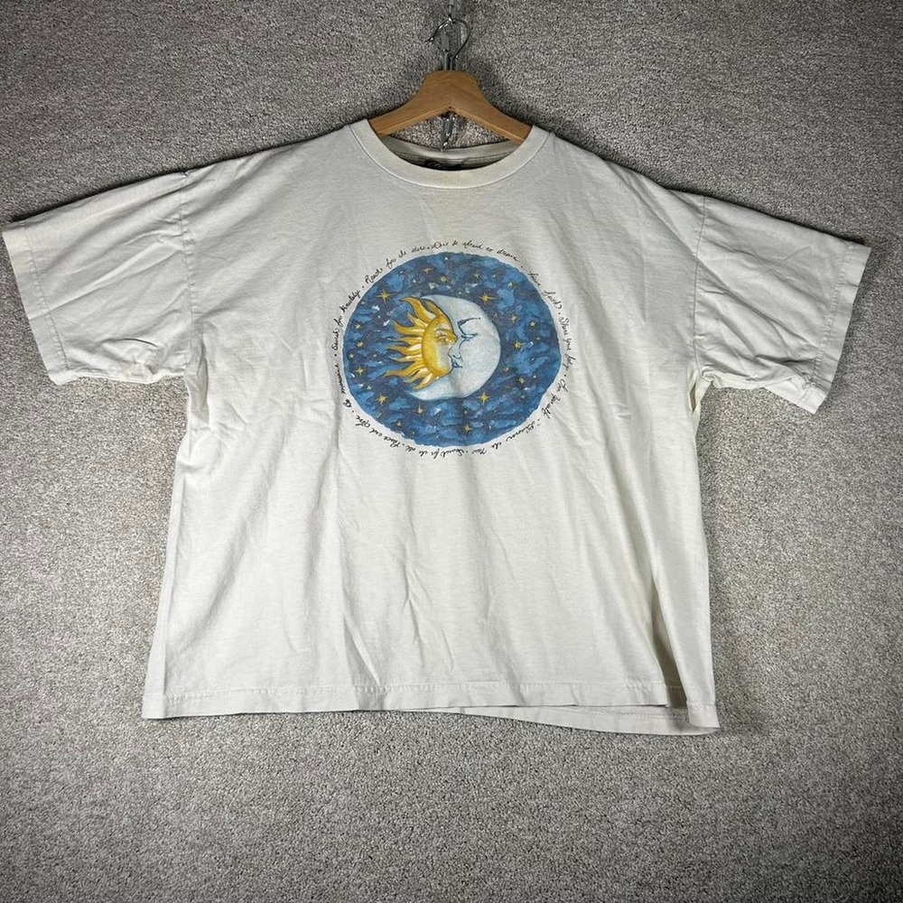 Vintage 90s Sun Moon art graphic boxy fit white graphic t-shirt Boxy XL